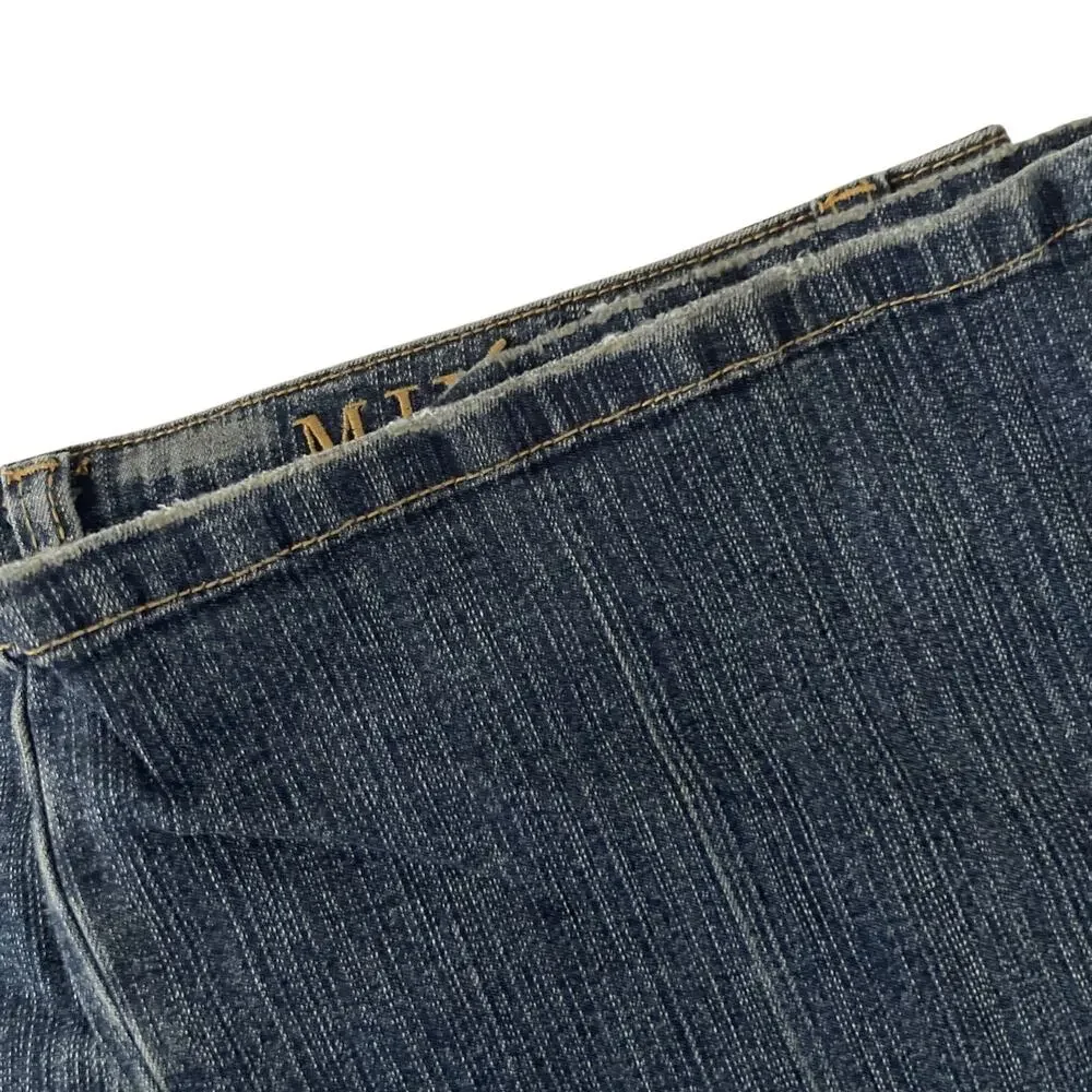 Mixit Women's Flare Jeans Blue Floral Embellished Stretch Mid Rise Size 8